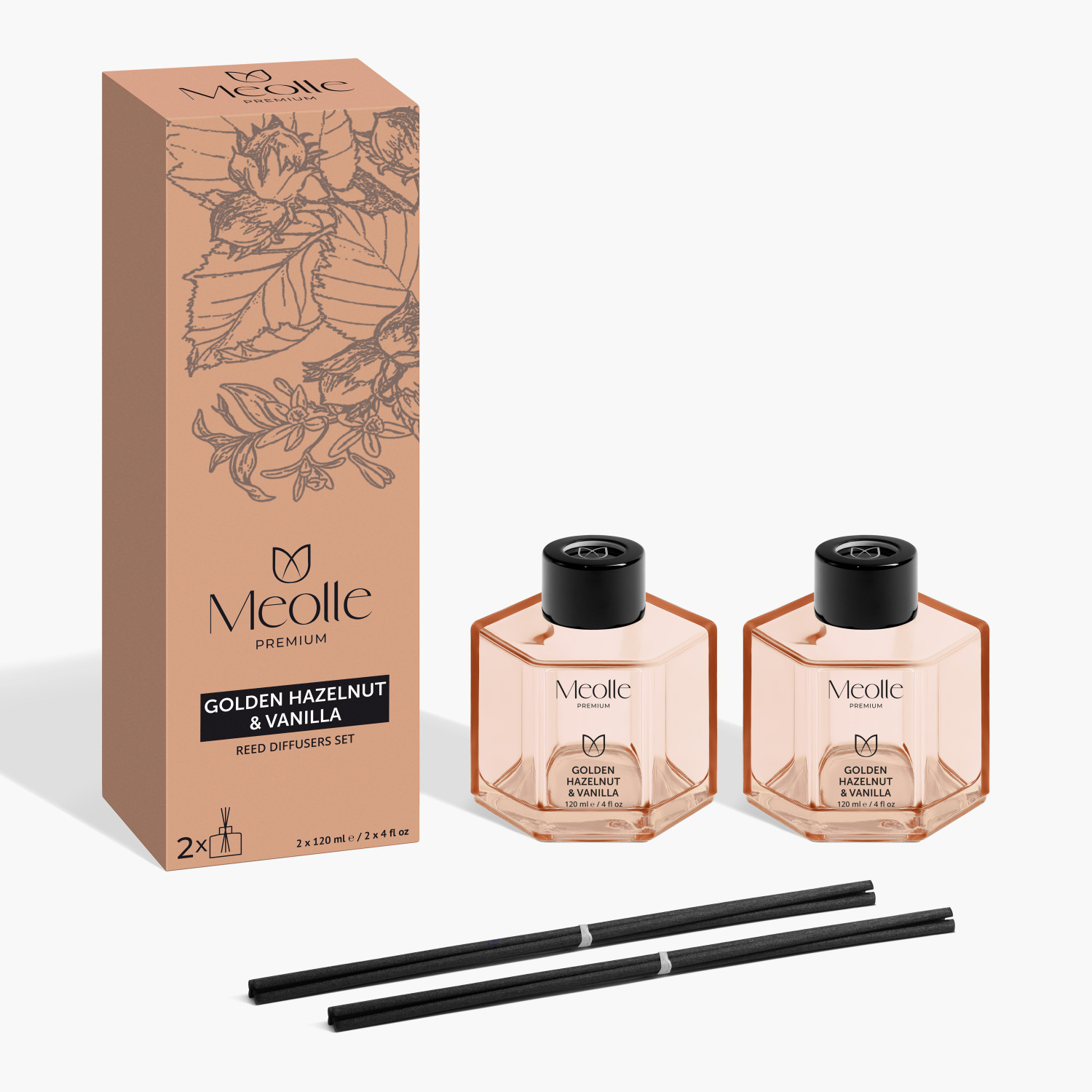 Odorizant cu bețișoare Golden Hazelnut & Vanilla 2 x 120 ml